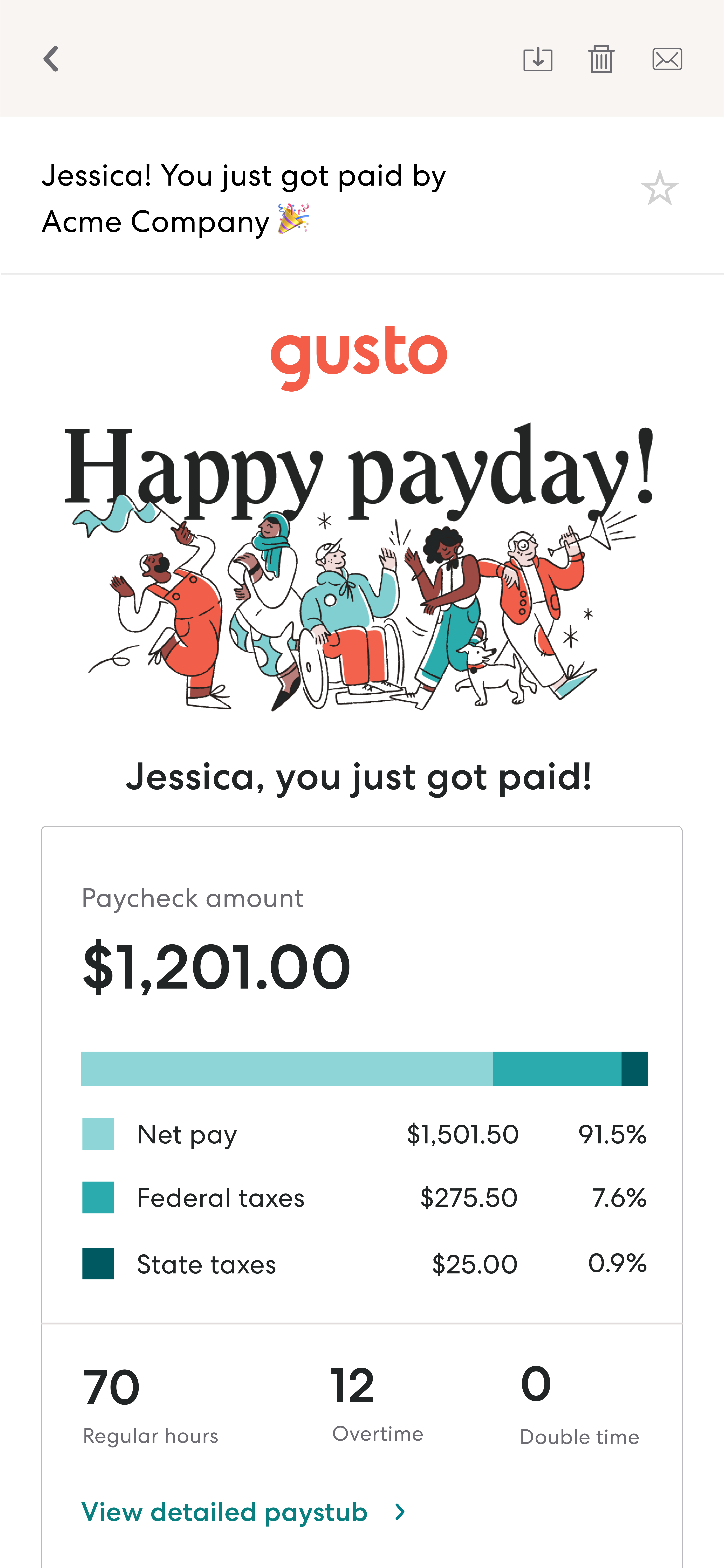iPhone - Payday email